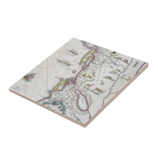 Kaart die de oostkust afgeeft tegeltje (Zijkant)