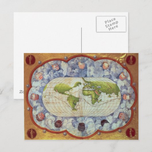 Kaart die de wereldreis vinden van Magellan (Voorkant / Achterkant)