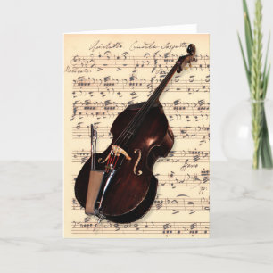 Kaart - Double Bass met handgeschreven bladmuziek