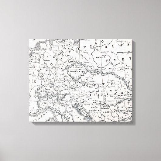 KAART: DUITSLAND EN OOSTENRIJK CANVAS AFDRUK (Voorkant)