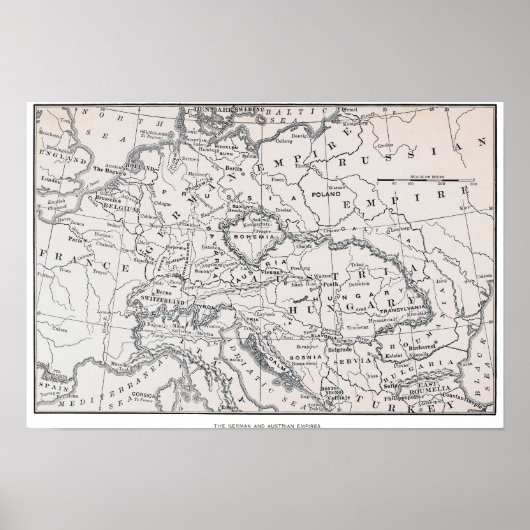 KAART: DUITSLAND EN OOSTENRIJK POSTER (Voorkant)