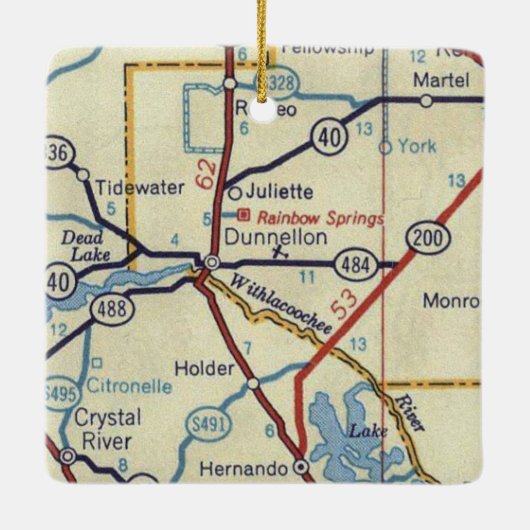  kaart Dunnellon Florida Keramisch Ornament (Achterkant)