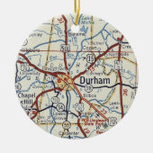 kaart Durham NC Keramisch Ornament (Voorkant)