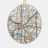 kaart Durham NC Keramisch Ornament (Links)