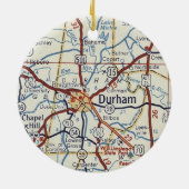  kaart Durham NC Keramisch Ornament (Achterkant)