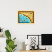 Kaart dus. Cal Blue Water Poster (Thuiskantoor)