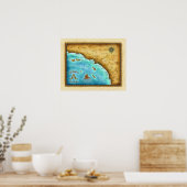 Kaart dus. Cal Blue Water Poster (Keuken)