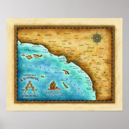 Kaart dus. Cal Blue Water Poster (Voorkant)