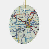 kaart Eau Claire Keramisch Ornament (Rechts)