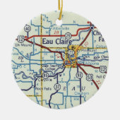 kaart Eau Claire Keramisch Ornament (Voorkant)