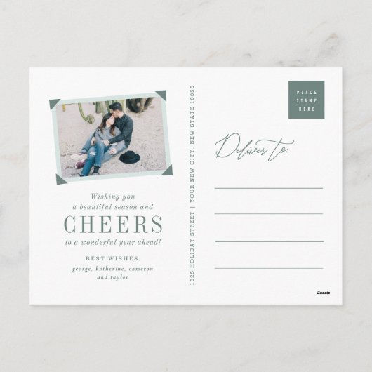 Kaart Eenvoudige scriptkalligrafie nieuwjaarsfoto (Achterkant)