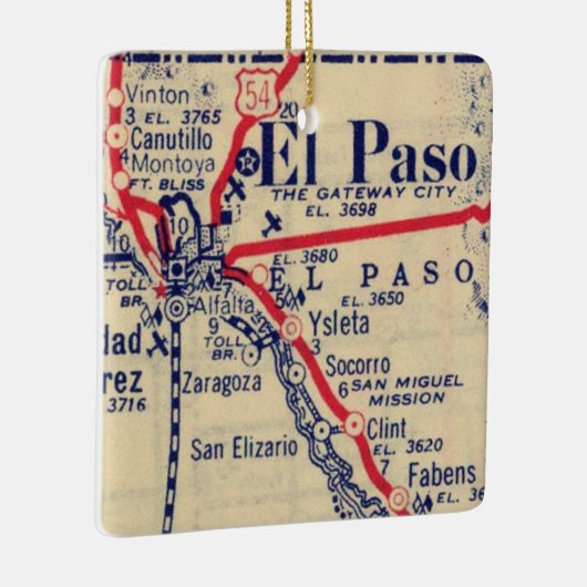 Kaart El Paso TX 1948 Keramisch Ornament (Rechts)