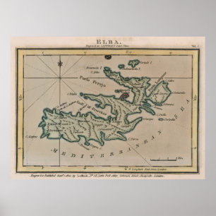  kaart Elba Italië (1800) Poster