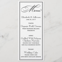 Kaart Elegant Black & White Script Wedding Menu