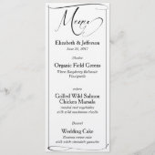 Kaart Elegant Black & White Script Wedding Menu (Voorkant)