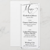 Kaart Elegant Black & White Script Wedding Menu (Voorkant / Achterkant)