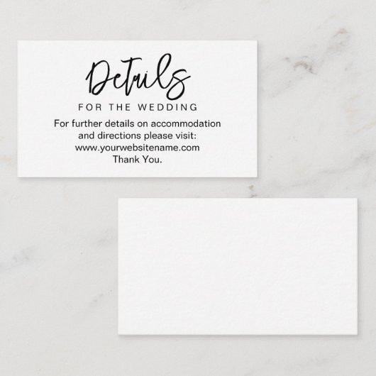 Kaart Elegant Details bruiloft Website (Voorkant / Achterkant)