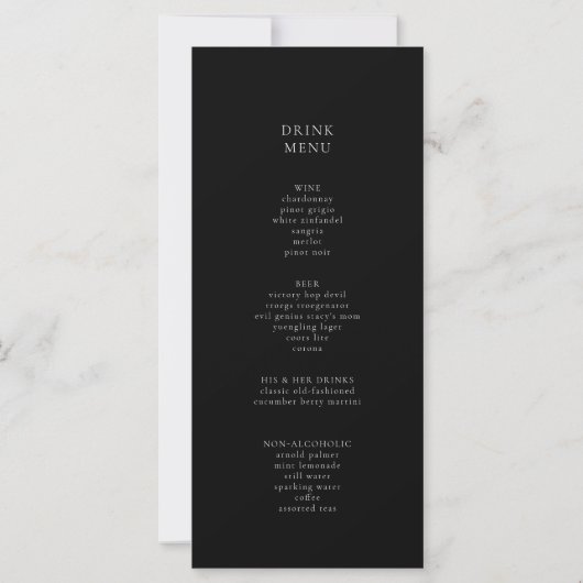 Kaart Elegant Monogram Weddenschap-diner menu (Achterkant)