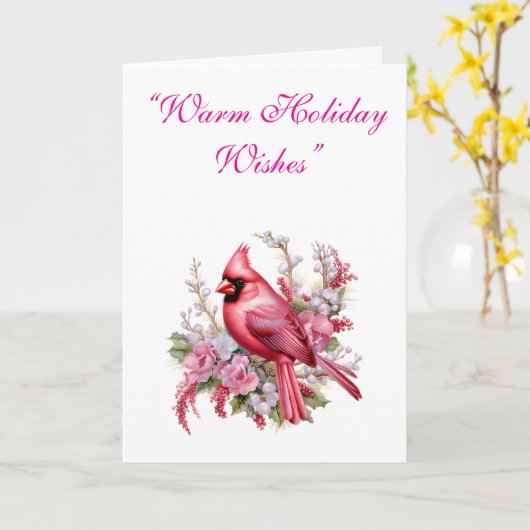 Kaart-Elegant Roze Kerst Kaart Collectie (Gele Bloem)