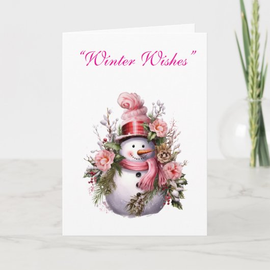 Kaart-Elegant Roze Kerst Kaart Collectie (Voorkant)