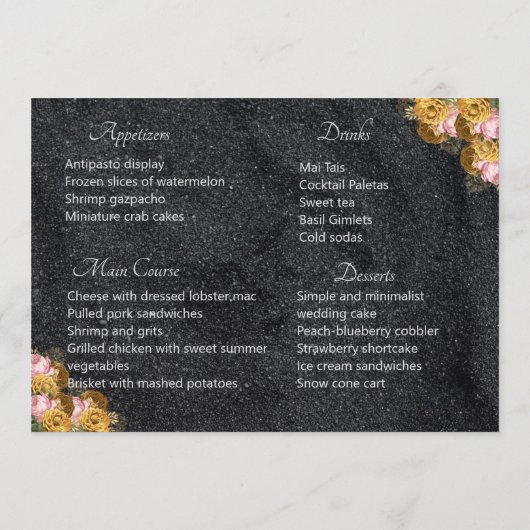 Kaart Elegant Wedding Table Menu (Achterkant)
