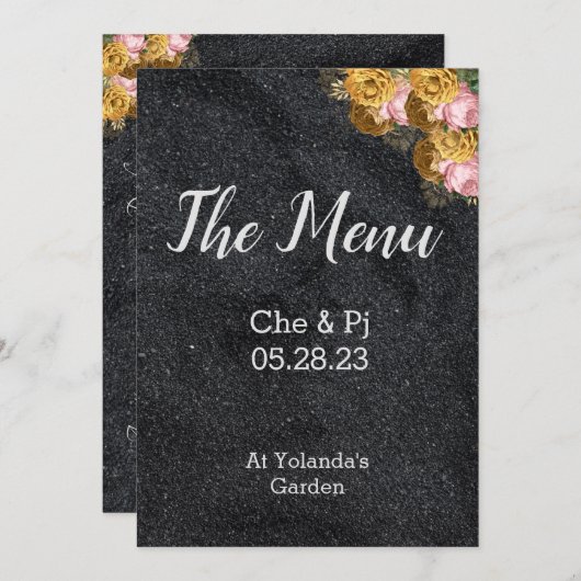 Kaart Elegant Wedding Table Menu (Voorkant / Achterkant)