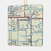  kaart Emmetsburg IA Keramisch Ornament (Links)