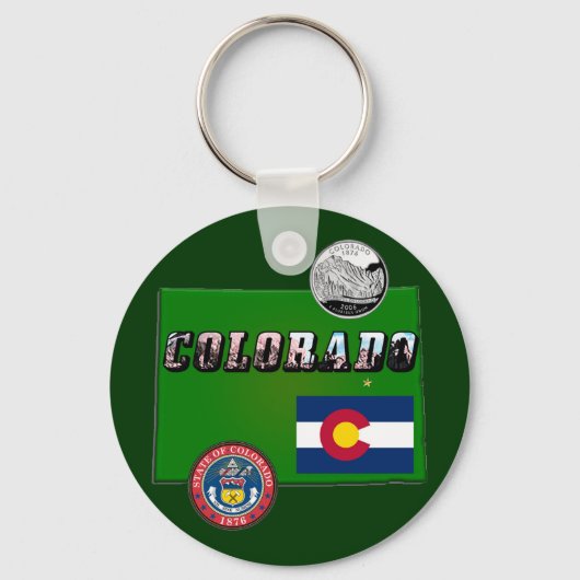 Kaart en Afbeelding Tekst van Colorado Sleutelhanger (Voorkant)