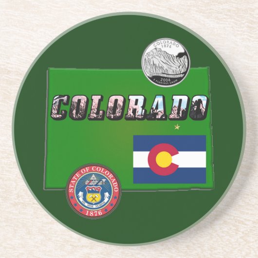 Kaart en Afbeelding Tekst van Colorado Zandsteen Onderzetter (Voorkant)
