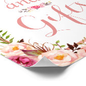 Kaart en cadeaus | Floral Roos Gold Wedding Sign Poster (Hoek)