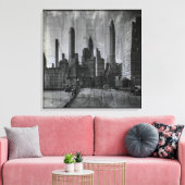 kaart en foto van New York Canvas Afdruk (Insitu (Woonkamer))