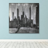  kaart en foto van New York Canvas Afdruk (Insitu (Houten vloer))