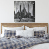  kaart en foto van New York Canvas Afdruk (Insitu (Slaapkamer))