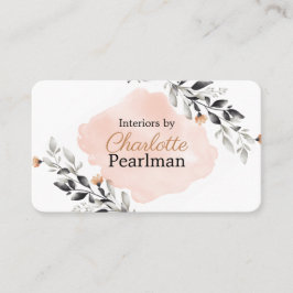 Kaart en Grijze Moderne Floral Visitekaartje