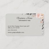 Kaart en Grijze Moderne Floral Visitekaartje (Achterkant)