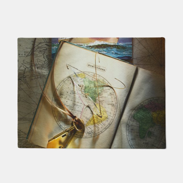 Kaart en kompas deurmat (Voorkant)
