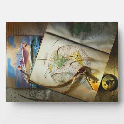 Kaart en kompas fotoplaat (voorkant)