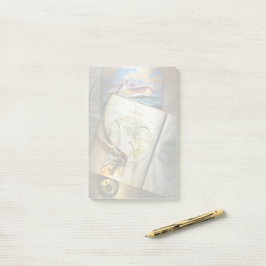 Kaart en kompas post-it® notes (Op bureau)
