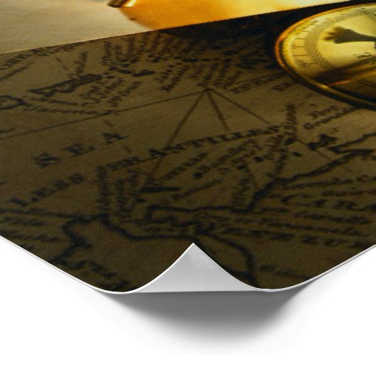 Kaart en kompas poster (Hoek)