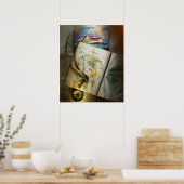 Kaart en kompas poster (Keuken)