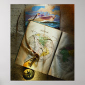 Kaart en kompas poster (Voorkant)