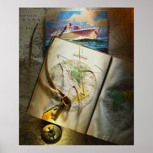 Kaart en kompas poster (Voorkant)