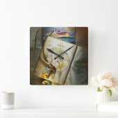 Kaart en kompas vierkante klok (Huis)