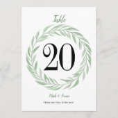 Kaart en menu's van de Groene Wreath Wedding Table (Voorkant)