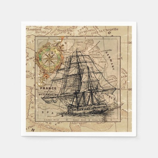  kaart en schip servetten (Voorkant)