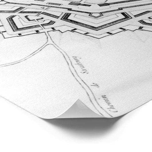 Kaart en vervalsing van Neuf-Brisach Poster (Hoek)