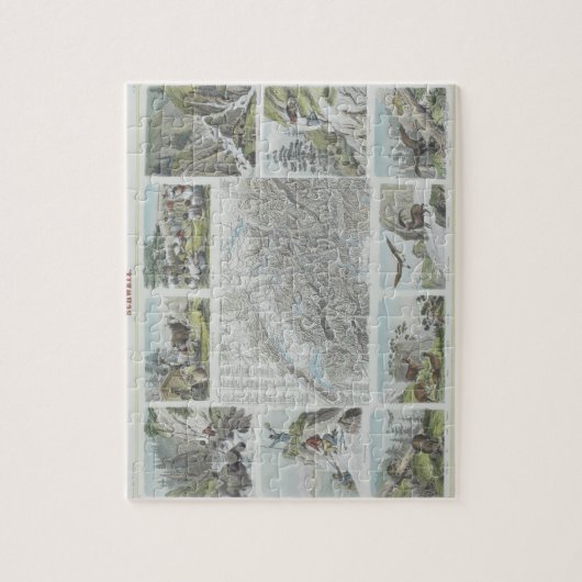 Kaart en vignetten van de Zwitserse Alpen Legpuzzel (Verticaal)