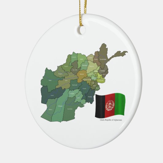 Kaart en vlag van Afghanistan Keramisch Ornament (Links)