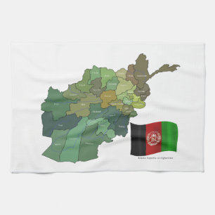 Kaart en vlag van Afghanistan Theedoek