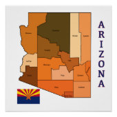 Kaart en vlag van Arizona Perfect Poster (Voorkant)
